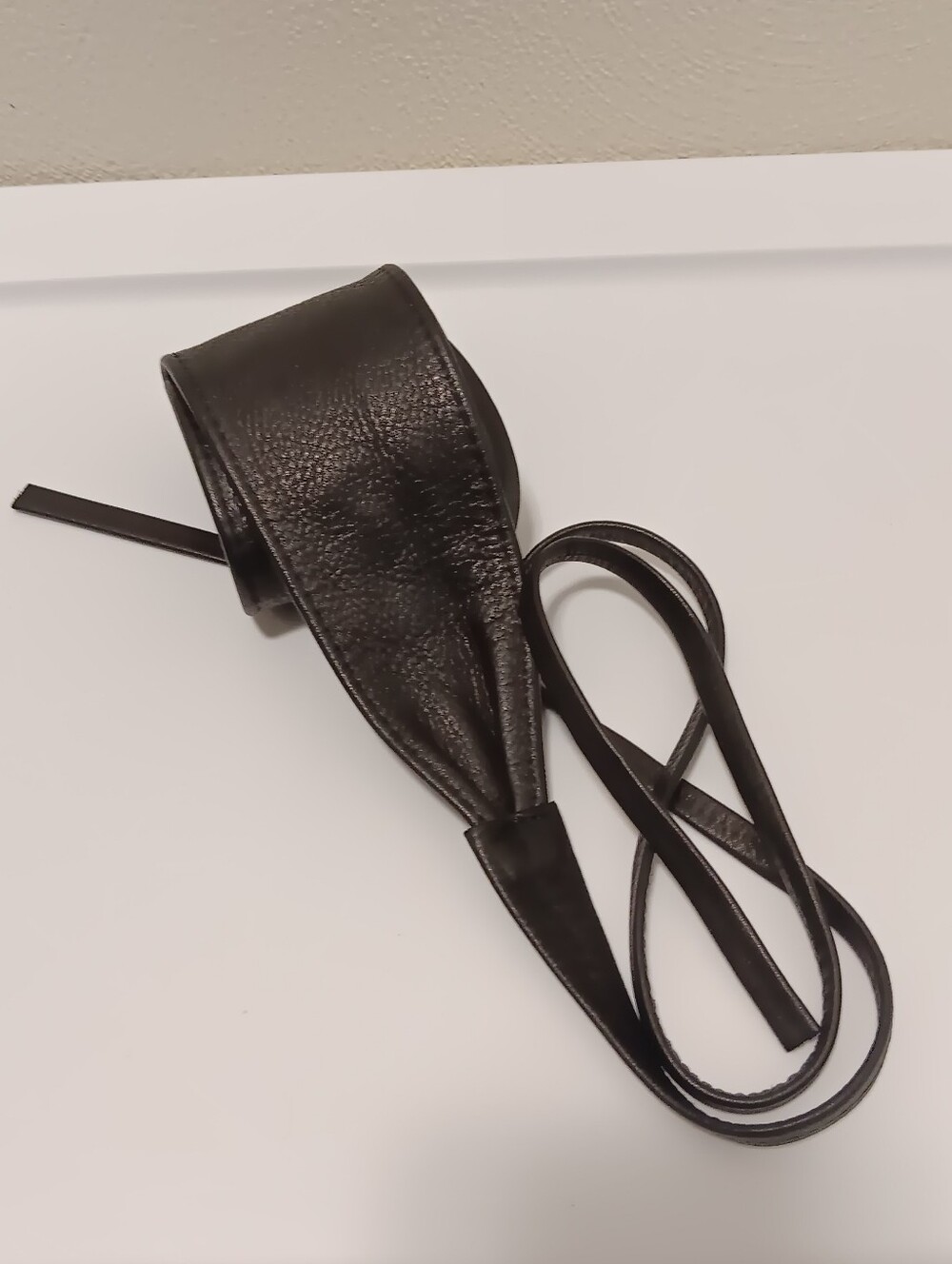 Obi Belt Black Leather 105"X3" Minimalist Western Elevated Boho Chic Versatile